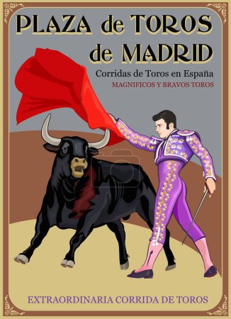 Téléchargez les illustrations : Illustration d'un taureau et un matador en Espagne - en licence libre de droit