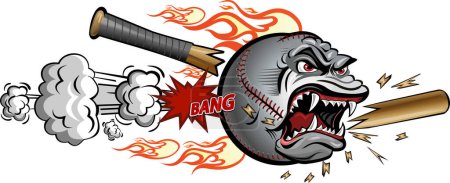 Illustration for Angry flaming screaming baseball - Royalty Free Image