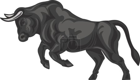 Illustration for Tattoo Jumping Wild Black buffalo bull - Royalty Free Image