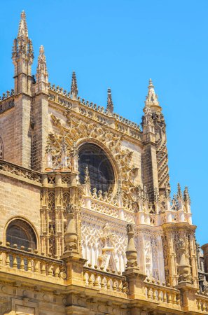 Photo for Rose window on the south side of the Seville Cathedral. Seville, Andalusia, Spain. - Royalty Free Image
