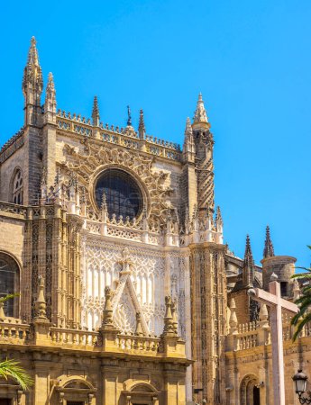 Photo for Rose window on the south side of the Seville Cathedral. Seville, Andalusia, Spain. - Royalty Free Image