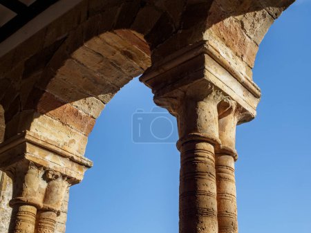 Photo for Porticoed gallery detail of the Bartolome Museum. Atienza, Guadalajara, Spain. - Royalty Free Image