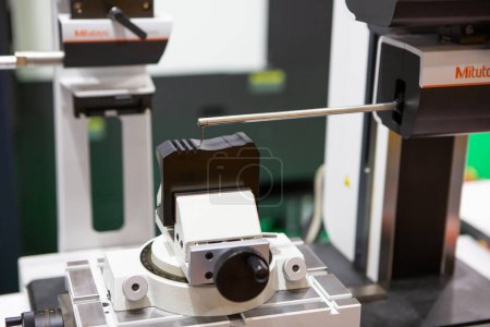 Photo for Bangkok, Thailand - November 18, 2022: Mitutoyo Hybrid Surface Texture Measuring System for surface roughness and contour measurement exhibit in Metalex 2022. - Royalty Free Image