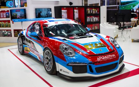 Téléchargez les photos : Bangkok, Thaïlande - 7 décembre 2022 : Porsche 911 racing car presented in Motor Expo 2022 - en image libre de droit