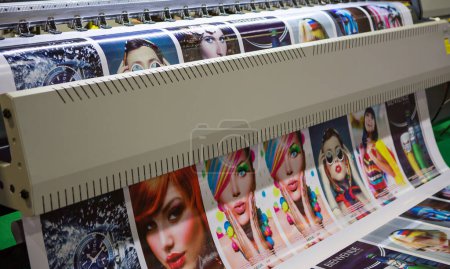 Photo for Bangkok, Thailand - March 31, 2023: Wide format digital ink jet printer display in Print Tech 2023. - Royalty Free Image