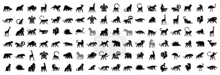 Téléchargez les illustrations : Collection de logos pour animaux. Ensemble de logo animal. Isolé sur fond blanc - en licence libre de droit