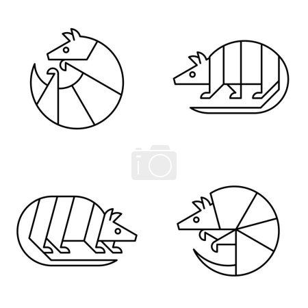 Set of Armadillo Logo. Icon design. Template elements