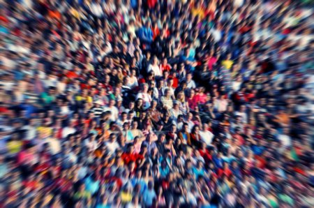 Photo for Blurred, defocused crowd of spectators on a stadium tribune at a baseball match - Royalty Free Image