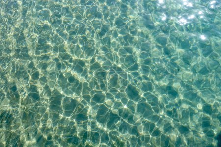 Eau de mer, fond de lac et sable propres et transparents. Beau fond de surface bleu turquoise transparent