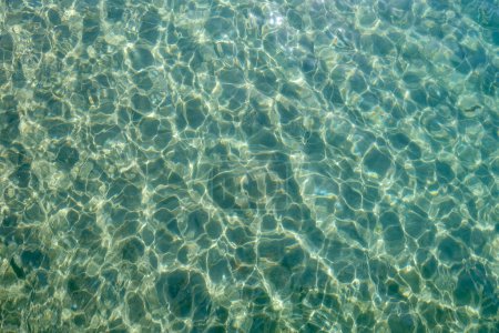 Eau de mer, fond de lac et sable propres et transparents. Beau fond de surface bleu turquoise transparent