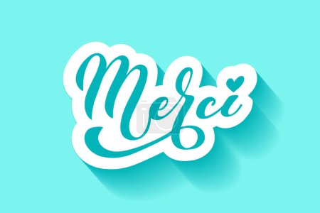 Illustration for Merci. French word meaning thank you. Modern brush calligraphy. Hand drawn design elements. Logos and emblems for invitation, greeting card, t-shirt. Vector illustration. - Royalty Free Image