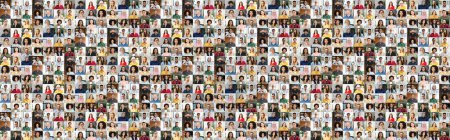 Photo for Collage of individual portraits presents a vibrant array of personalities, with each person showing off their unique style and character against a neutral backdrop, the concept of diversity of society - Royalty Free Image