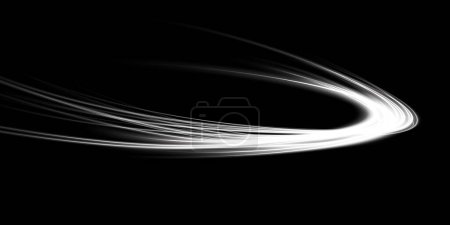 Ilustración de Líneas luminosas abstractas de movimiento y velocidad en blanco. Efecto luminoso diario de luz. onda semicircular, remolino de curva de rastro de luz, faros de coche, fibra óptica incandescente png - Imagen libre de derechos