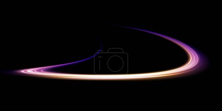 Líneas de luz abstracta de movimiento y velocidad con purpurina de color blanco. Efecto luminoso diario de luz. onda semicircular, remolino de curva de rastro de luz, faros de coche, fibra óptica incandescente png