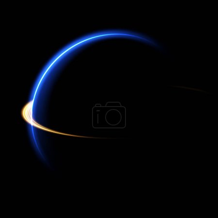 Ilustración de El borde de un eclipse solar sobre un fondo negro, azul. Eclipse azul para publicidad de productos, fenómenos naturales, concepto de horror y otros - Imagen libre de derechos