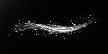 Ilustración de Líneas blancas luminosas de velocidad. Efecto de luz brillante. Líneas de movimiento abstractas. Onda de rastro de luz, línea de rastro de trayectoria de fuego, luces de coche, fibra óptica y curva de incandescencia giro png - Imagen libre de derechos
