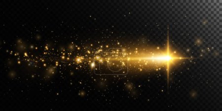 Ilustración de Estrella dorada, sobre un fondo transparente, el efecto del resplandor y los rayos de luz, luces brillantes, sun.vector - Imagen libre de derechos