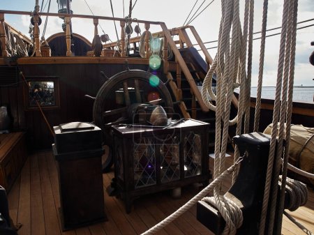 The Spanish galleon's deck embodies the rich history and seafaring legacy of maritime exploration.