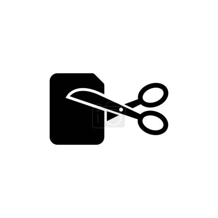 Illustration for A pair of scissors cutting through a SIM card, representing the concept of SIM card removal, switching devices, or customizing mobile technology. Vector icon for website design, logo, app, ui - Royalty Free Image