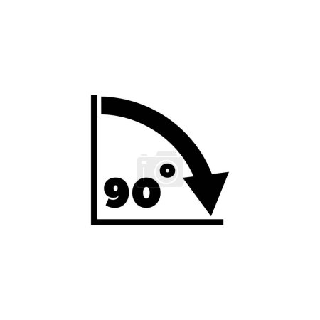 A simple black and white graphic illustration depicting a 90 degree angle sign or icon, representing an architectural, engineering or technical design element. Vector icon for website design, logo