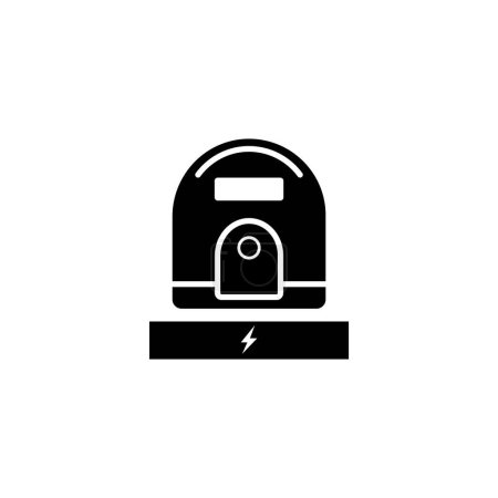 Icono negro de una aspiradora robot acoplada en su estación de carga, que simboliza la domótica moderna