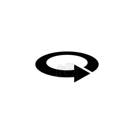 Ilustración de Un simple icono gráfico en blanco y negro que representa una forma de flecha circular, que representa el concepto de rotación, repetición o un bucle continuo. - Imagen libre de derechos