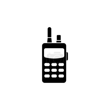 Black silhouette of a classic handheld radio set with antenna and keypad