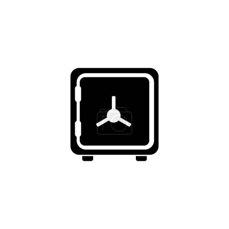 Téléchargez les illustrations : Une icône graphique minimaliste en noir et blanc représentant un coffre-fort fermé ou une chambre forte, représentant la sécurité, la confidentialité et la protection des objets de valeur ou des informations sensibles. - en licence libre de droit