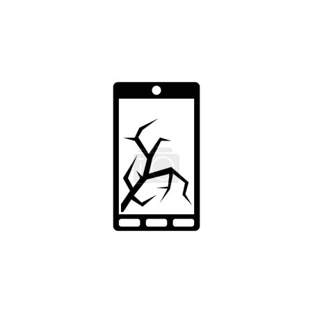 Un icono simbólico que representa una pantalla distorsionada o defectuosa en la pantalla de un teléfono inteligente, que representa problemas técnicos, problemas de software o fallos digitales