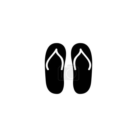 A simple, black and white graphic of a pair of flip flops