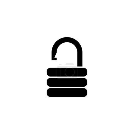 A simple black silhouette of an unlocked padlock, representing the concepts of access, freedom, and security being open or released