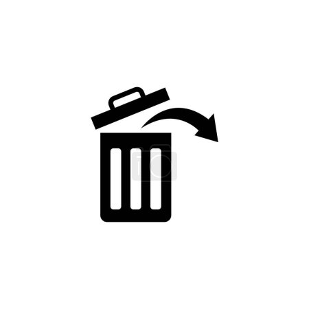A black and white icon depicting a trash bin with an arrow indicating an undo or reverse action, symbolizing the cancellation of deletion in a digital context