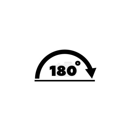 A simple black and white icon depicting a semicircular shape with the number 180 inside, representing a 180 degree angle or rotation