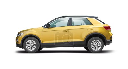Téléchargez les photos : VW T-Roc SUV car, vue latérale isolée sur fond blanc - en image libre de droit