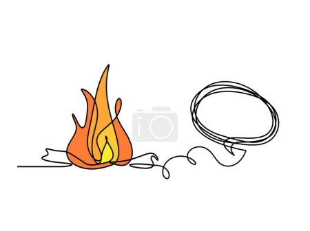 Foto de Fuego abstracto con comentario como dibujo de línea sobre fondo blanco - Imagen libre de derechos
