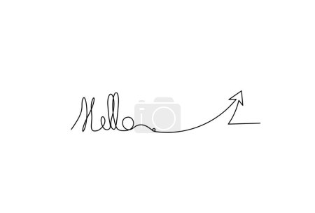 Photo for Calligraphic inscription of word "bonjour", "hello" with direction as continuous line drawing on white  background - Royalty Free Image