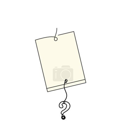 Foto de Abstract color paper with paper clip and question mark as line drawing on white as background - Imagen libre de derechos