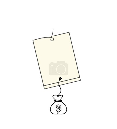 Téléchargez les photos : Abstract color paper with paper clip and dollar as line drawing on white as background - en image libre de droit