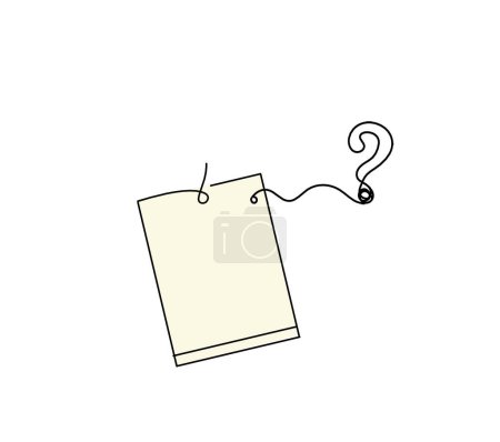 Photo for Abstract color paper with paper clip and question mark as line drawing on white as background - Royalty Free Image