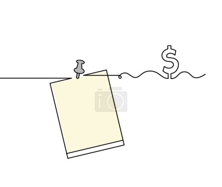 Téléchargez les photos : Abstract color paper with paper clip and dollar as line drawing on white as background - en image libre de droit