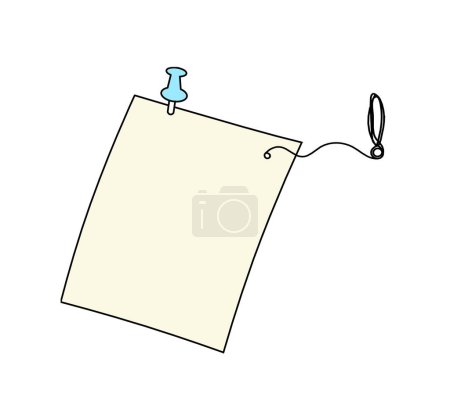 Photo for Abstract color paper with paper clip and exclamation mark as line drawing on white as background - Royalty Free Image