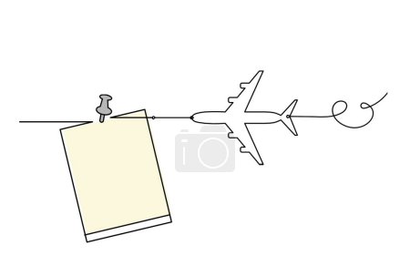 Téléchargez les photos : Abstract color paper with paper clip and plane as line drawing on white as background - en image libre de droit