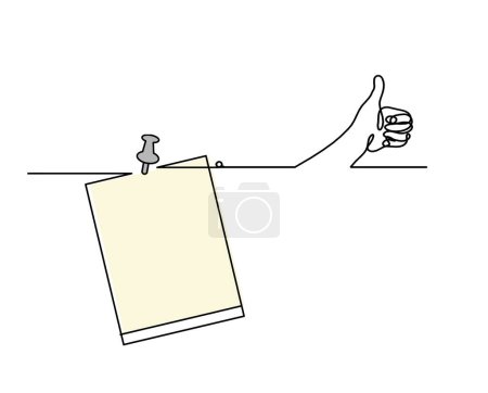 Téléchargez les photos : Abstract color paper with paper clip and hand as line drawing on white as background - en image libre de droit