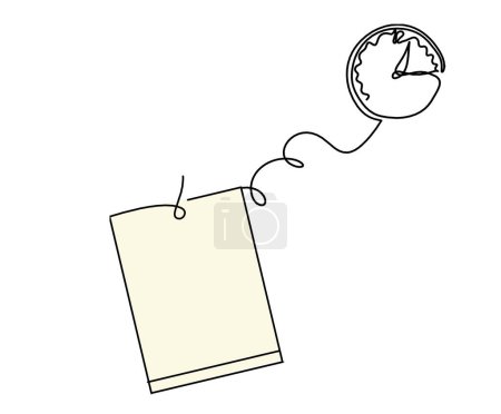 Téléchargez les photos : Abstract color paper with paper clip and clock as line drawing on white as background - en image libre de droit
