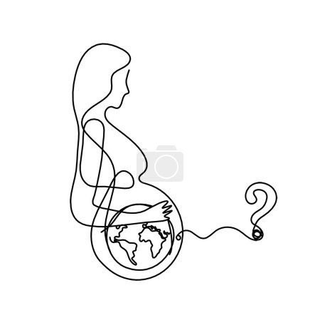 Photo for Mother silhouette body with question mark as line drawing picture on white - Royalty Free Image