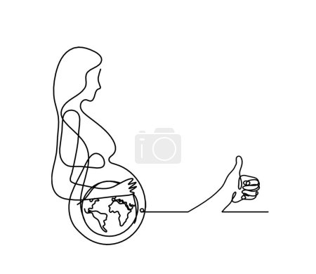 Photo for Mother silhouette body with hand as line drawing picture on white - Royalty Free Image