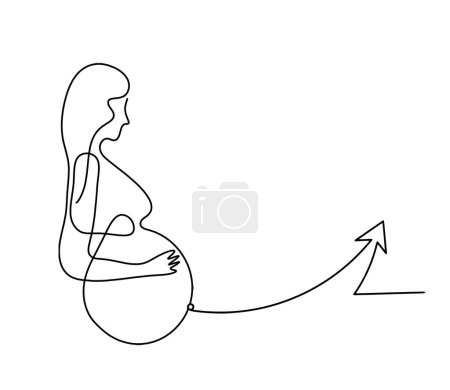 Photo for Mother silhouette body with direction as line drawing picture on white - Royalty Free Image