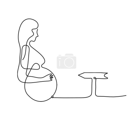 Photo for Mother silhouette body with direction as line drawing picture on white - Royalty Free Image