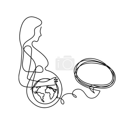 Photo for Mother silhouette body with comment as line drawing picture on white - Royalty Free Image