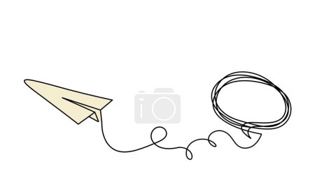 Foto de Abstract color paper plane with comment as line drawing on white as background - Imagen libre de derechos